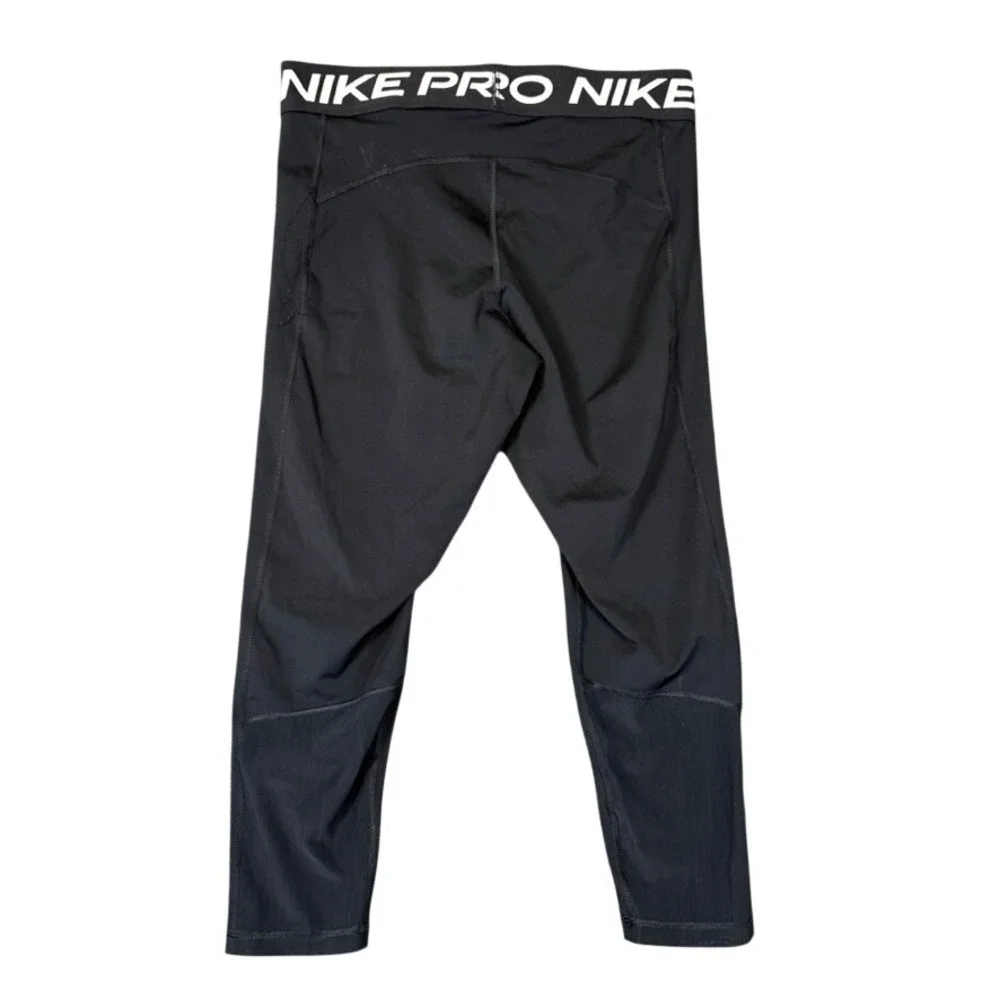 Nike Pro Womens Black Training Leggings Mid Rise Crop CZ9803-013 Size L